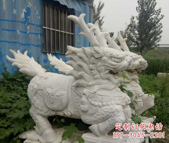 达州精美的大理石麒麟雕塑