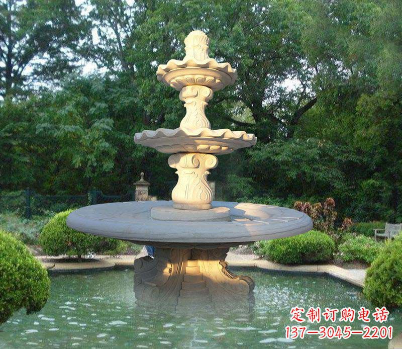 达州大理石三层喷泉雕塑
