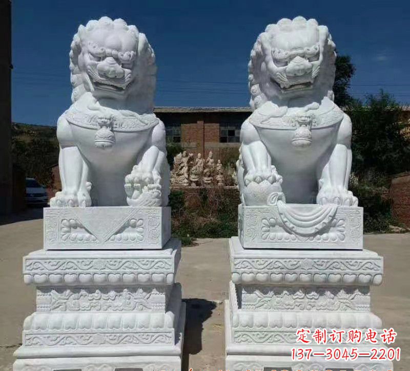 达州大理石狮子石雕,雕塑定制精美狮子