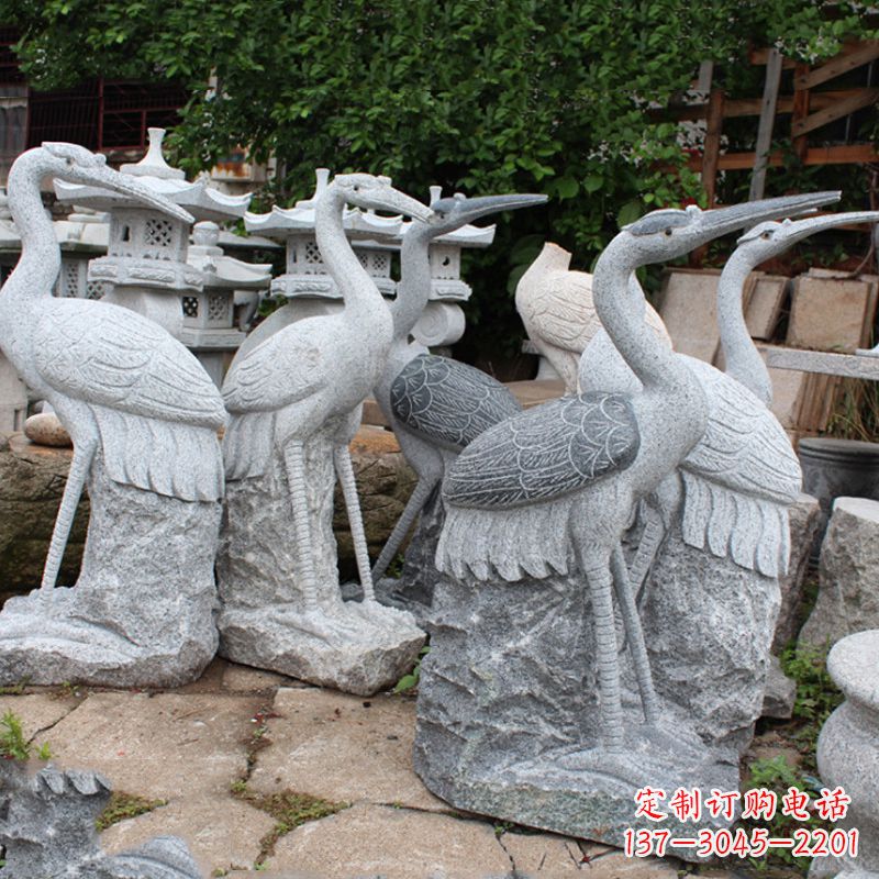 达州精美大理石仙鹤雕塑
