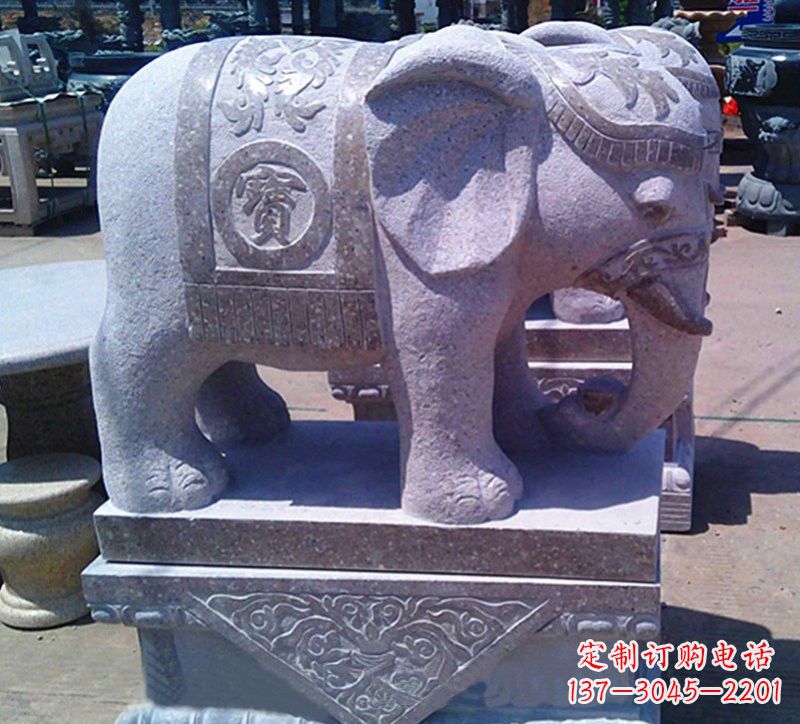 达州大理石石雕招财进宝大象,传递招财进宝的吉祥祝福