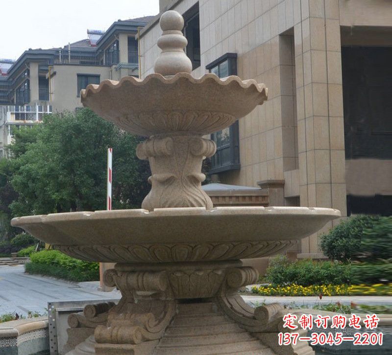 达州简约双层大理石喷泉雕塑
