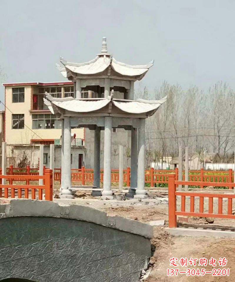 达州大理石双层凉亭雕塑