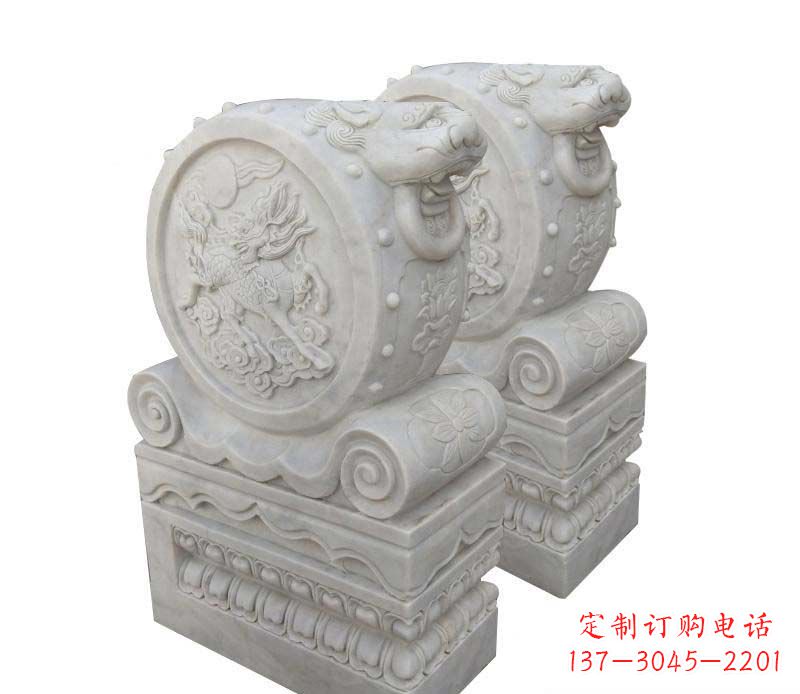 达州大理石狮子头门墩雕塑