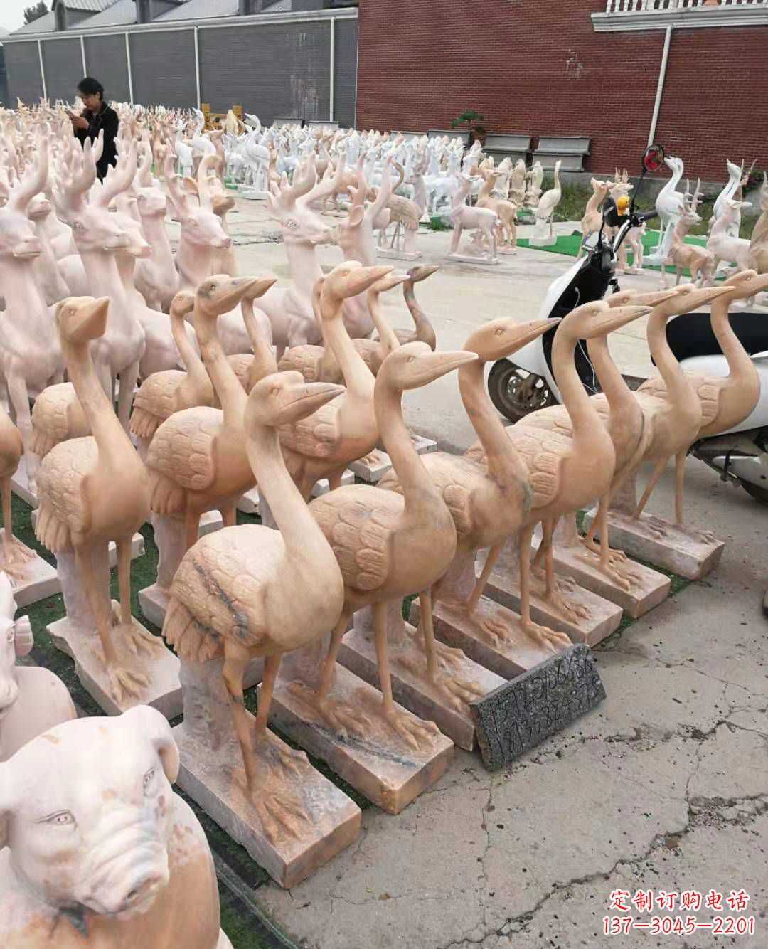 达州丹顶鹤大理石雕塑
