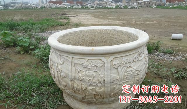 达州大理石鸳鸯花盆雕塑