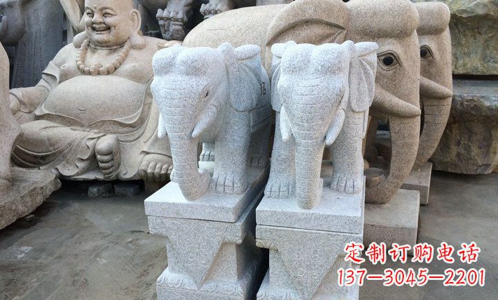 达州大理石大象雕塑 招财进宝