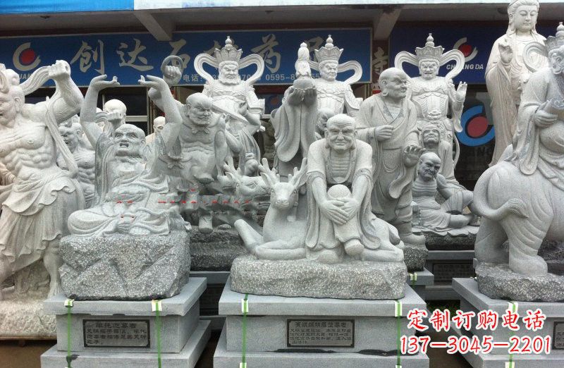 达州大理石坐式罗汉禅修雕塑