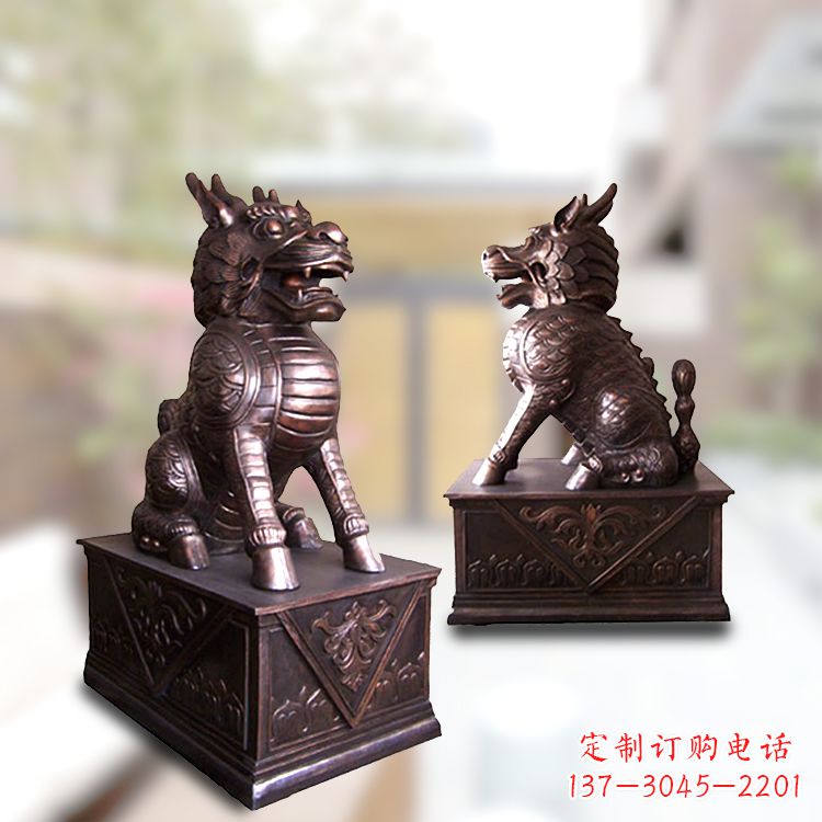 达州大门神兽麒麟铜雕
