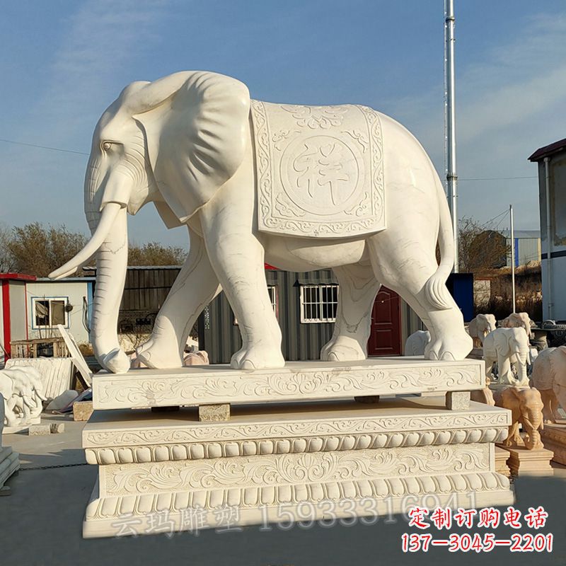 达州精致大象石雕雕塑