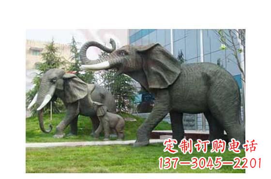 达州精美铜雕大象一家三口