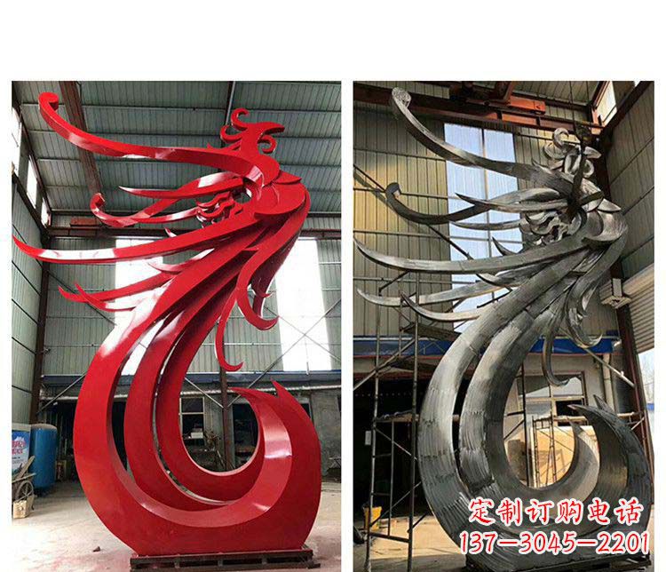 达州优雅凤凰不锈钢摆件雕塑
