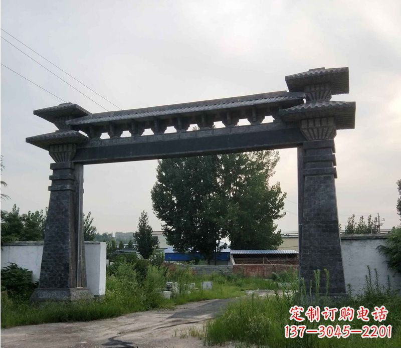 达州大型单门仿古牌坊石雕