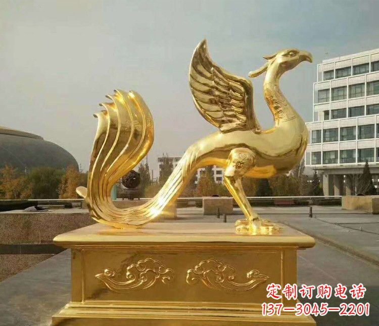 达州大型凤凰动物铜雕塑