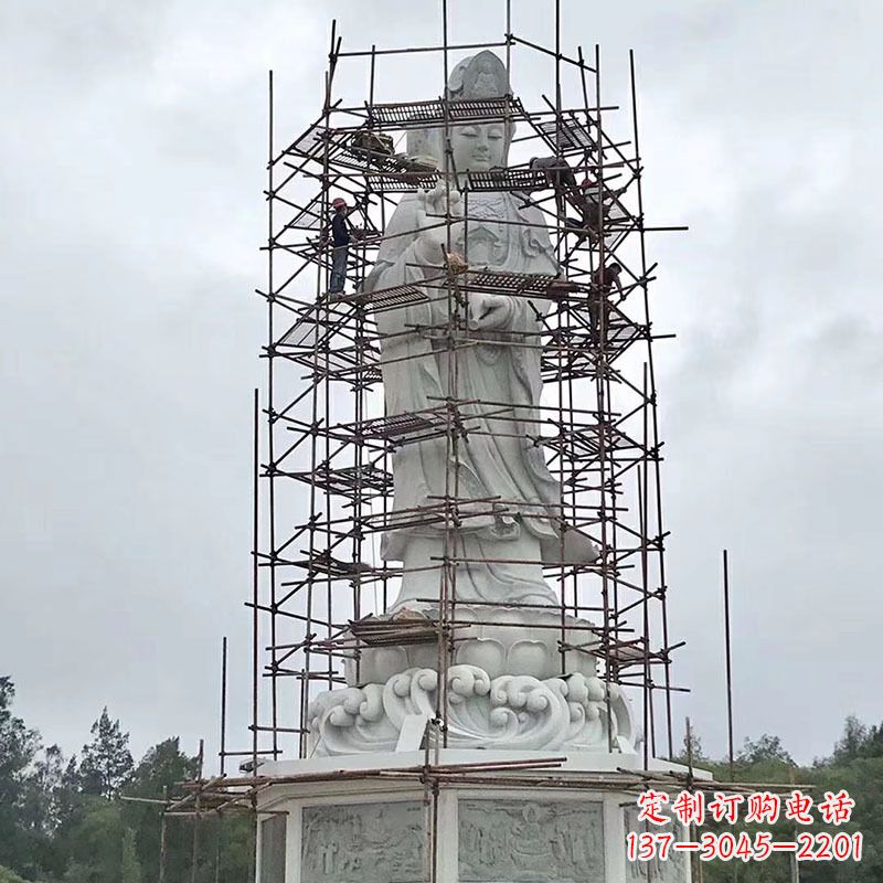 达州大型汉白玉观音菩萨石雕