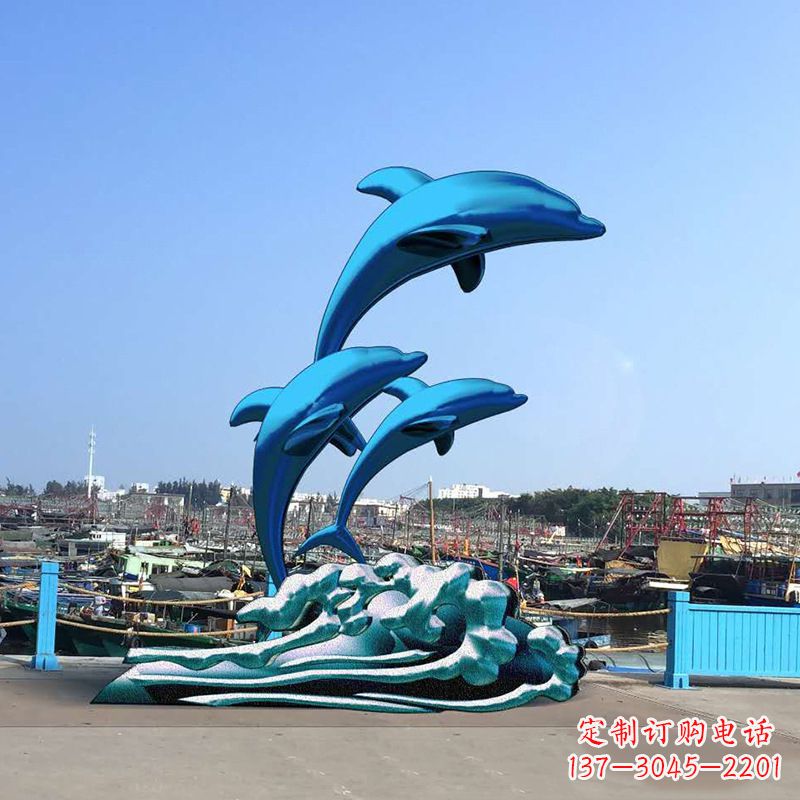 达州大型海豚玻璃钢景观雕塑