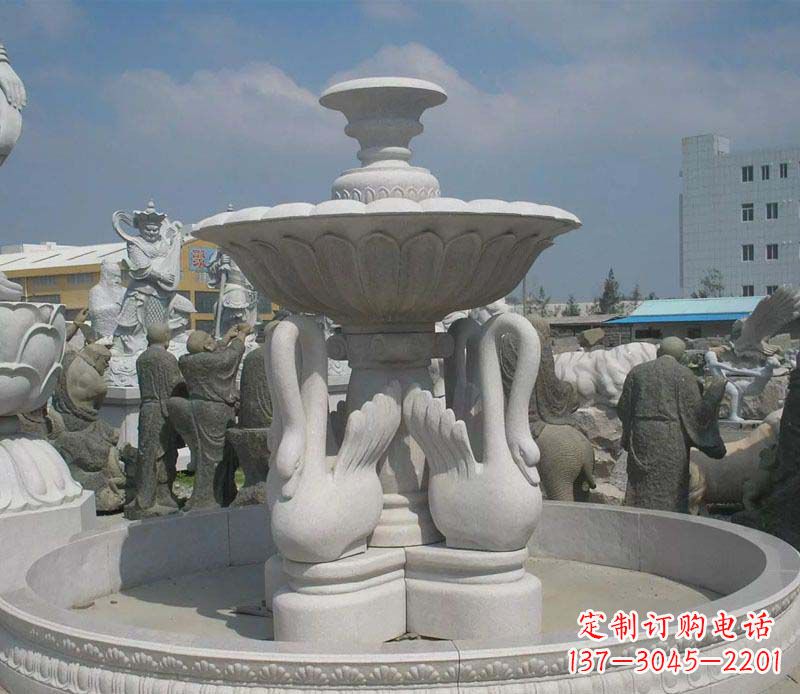 达州汉白玉高端天鹅雕塑
