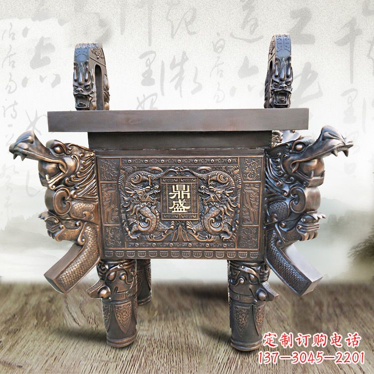 达州典雅双龙四龙铜鼎雕塑