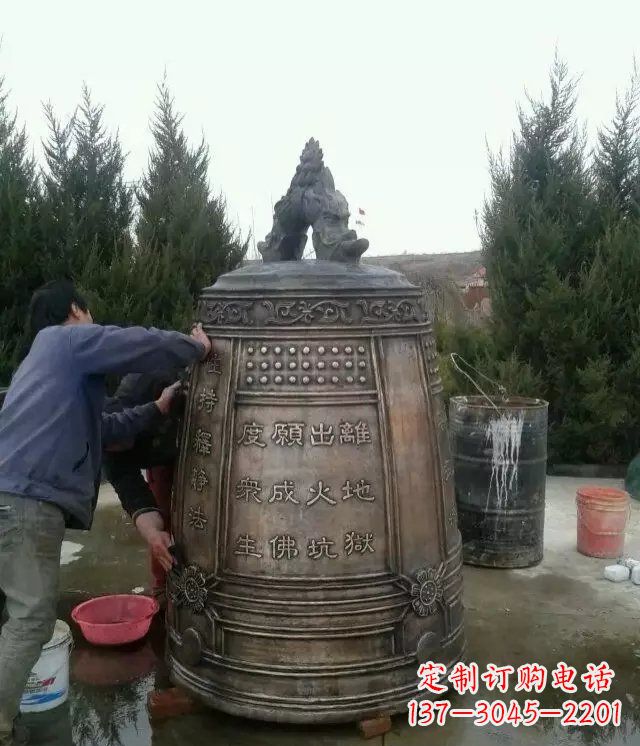 达州中领雕塑-大型铜钟寺庙铜雕