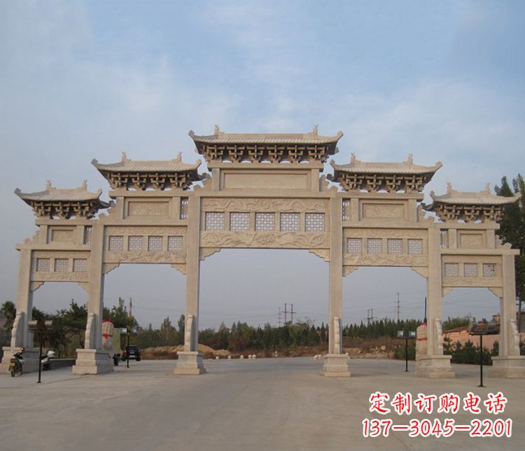 达州大型五门牌坊石雕精美雕塑