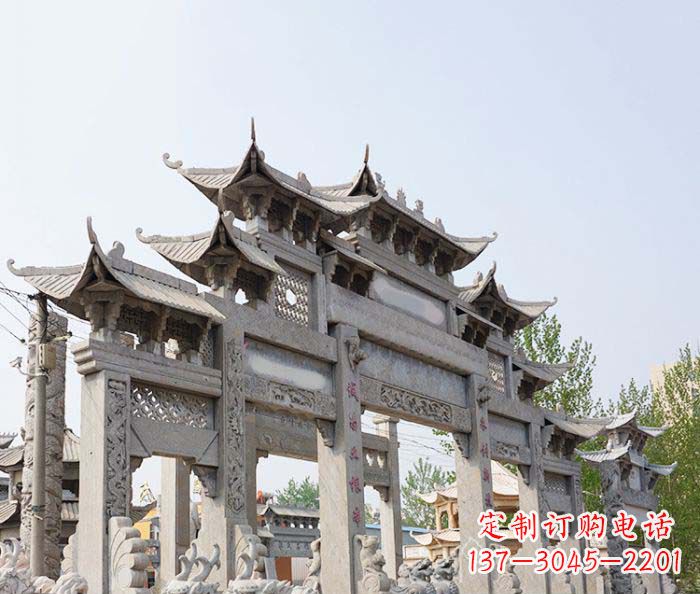 达州特大型五门石雕牌楼