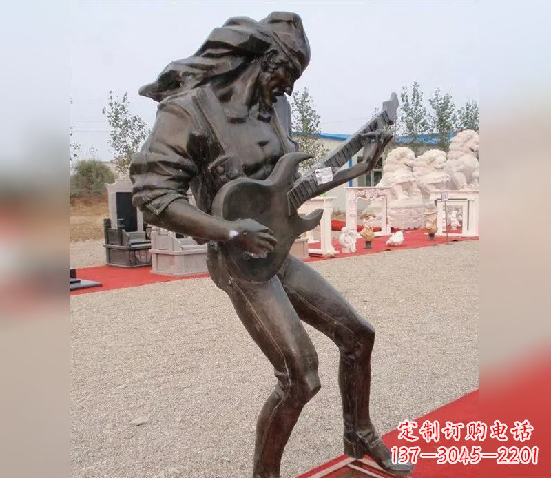 达州弹吉他广场小品人物铜雕