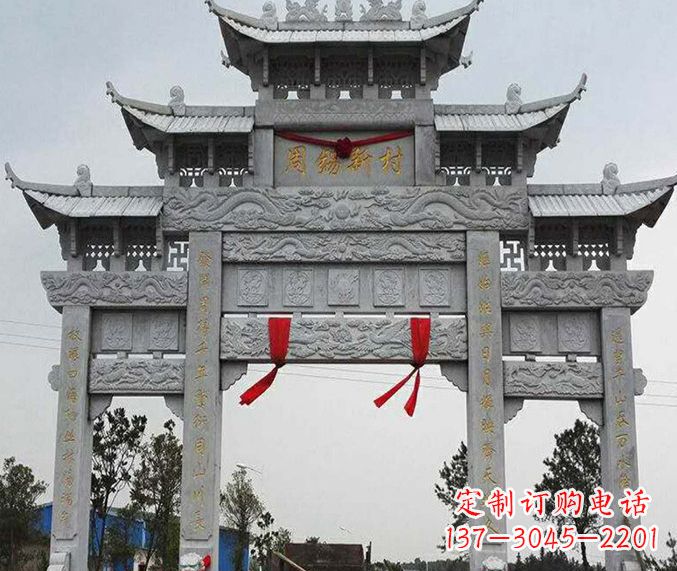 达州精美石雕牌坊雕塑