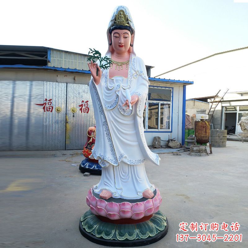 达州玻璃钢彩绘观音雕塑