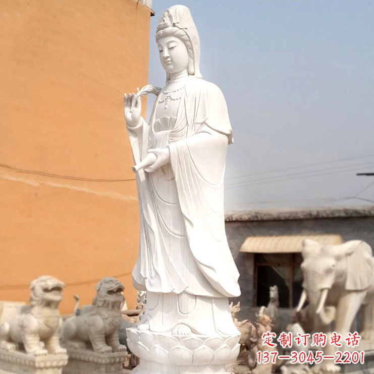 达州滴水观音汉白玉石雕佛像