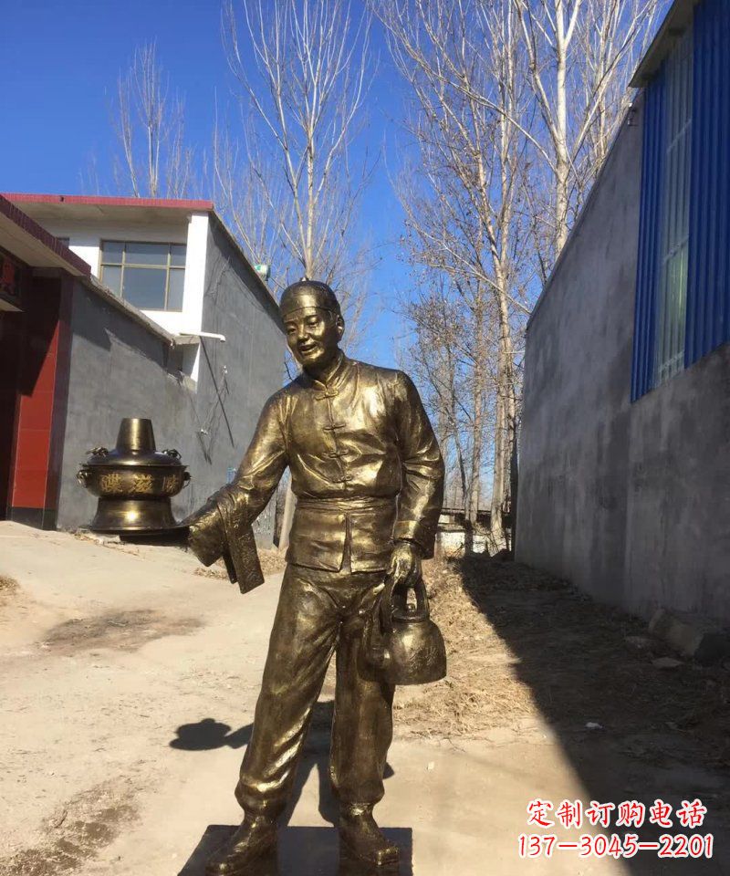达州店小二铜雕火锅人物定制