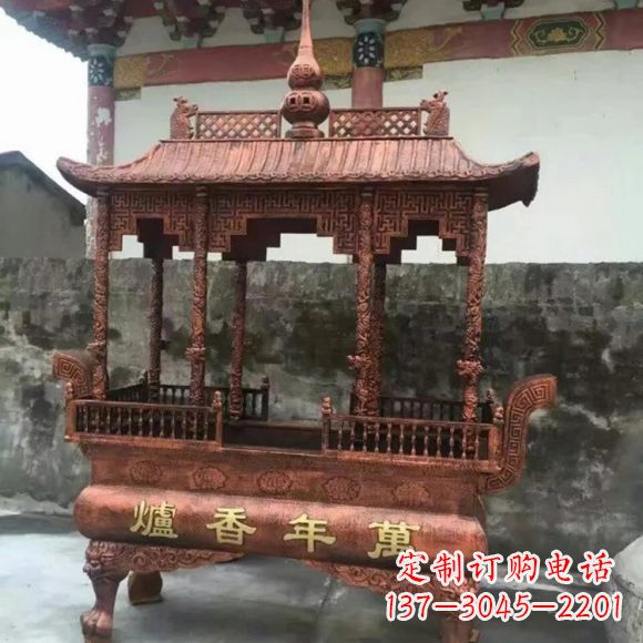 达州雕刻蝙蝠铜香炉