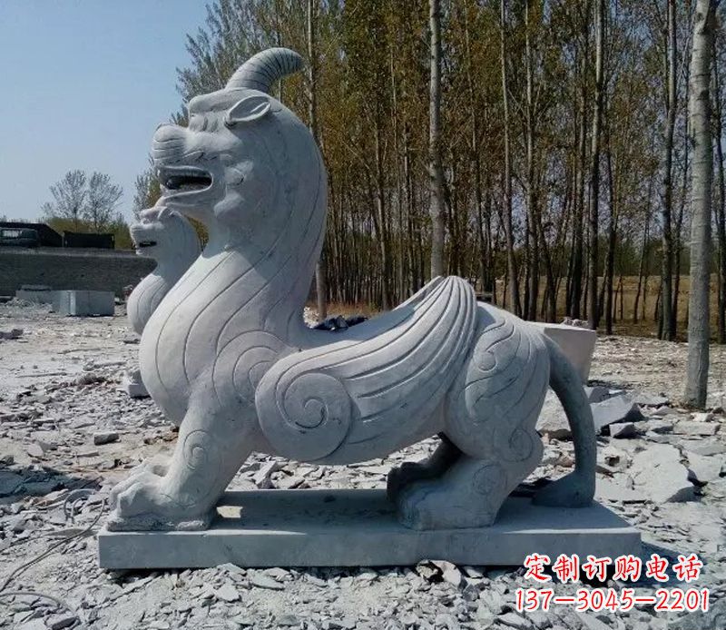 达州独角兽雕塑,神兽石雕带你穿越回古老神话中