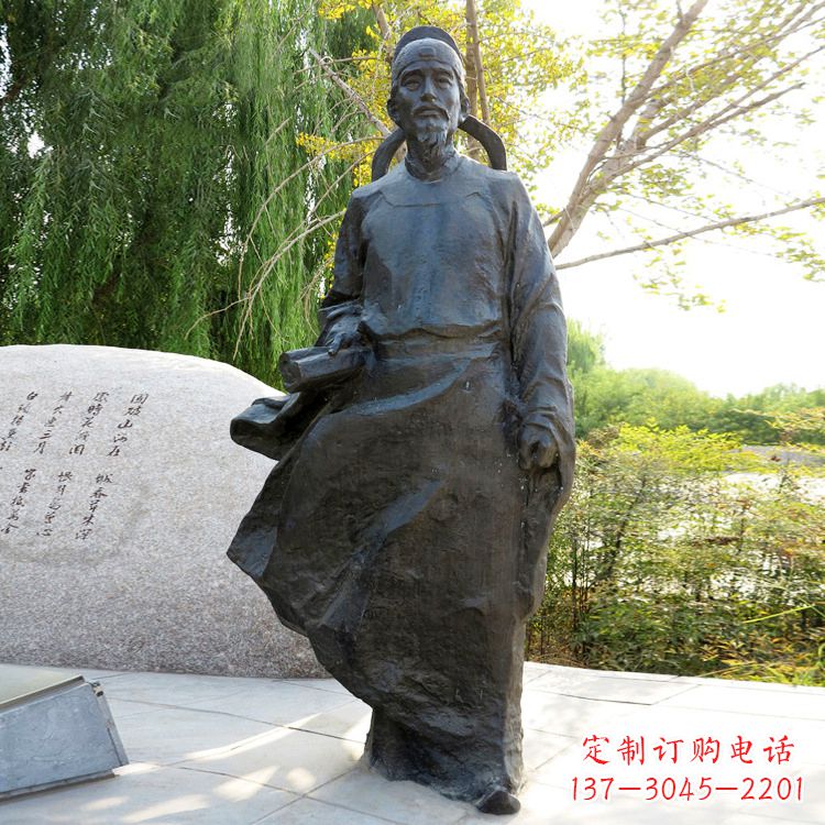 达州杜甫雕像杜甫草堂-公园园林历史名人铜雕塑