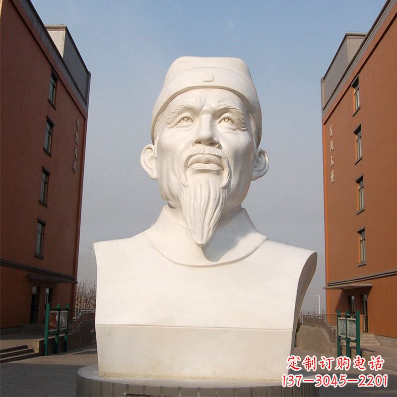 达州杜甫石雕像-学校校园历史名人唐代著名诗人头像