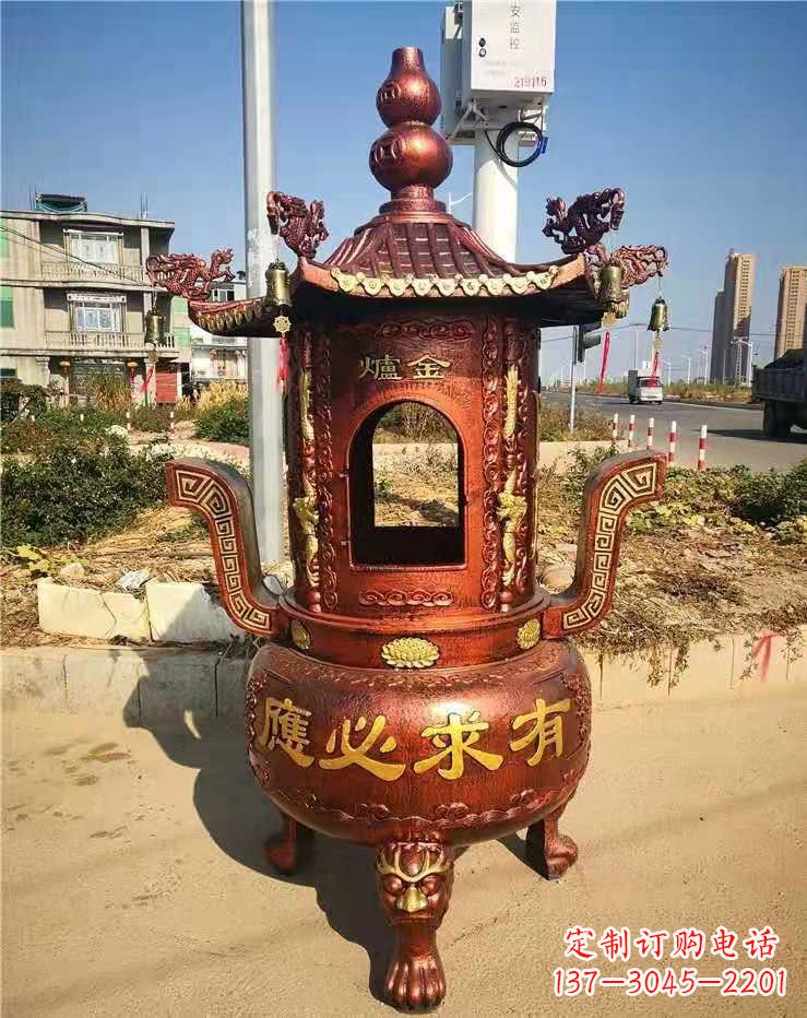 达州杜浦精制铜香炉雕塑