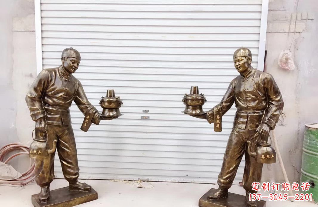 达州店小二铜雕塑——传承传统铸造工艺