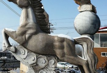 达州大理石马踏祥云雕塑