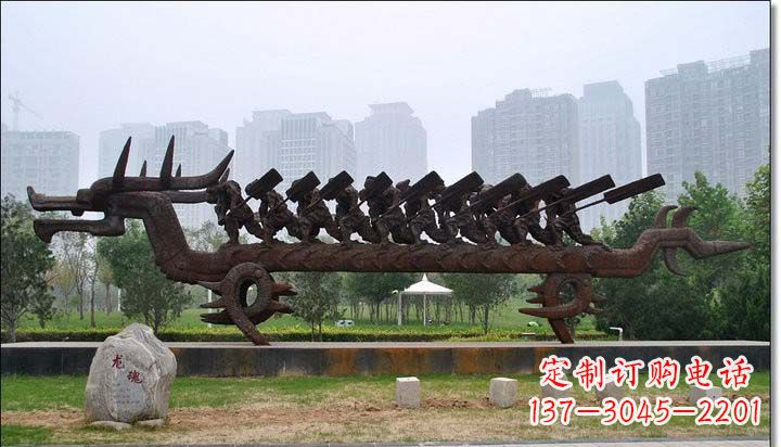 达州锻铜赛龙舟雕塑