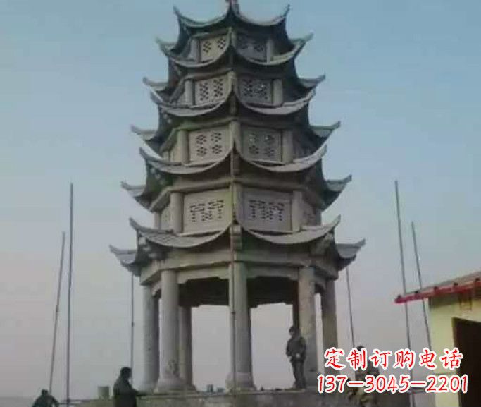 达州精美绝伦的多层凉亭石雕