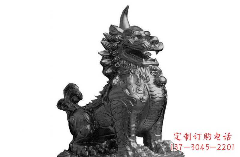达州法院门口独角兽獬豸铜雕