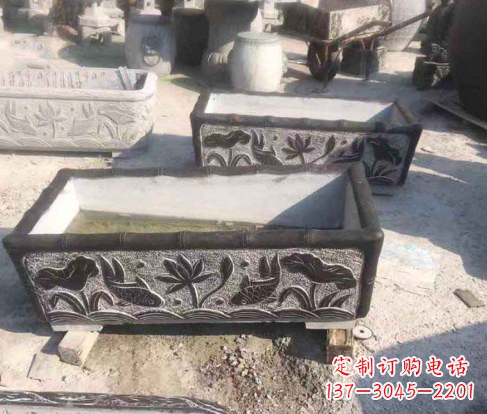 达州精美仿古石水缸雕塑