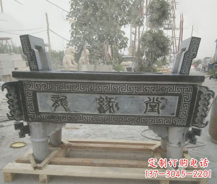 达州方形四足香炉石雕艺术品