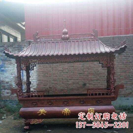 达州方形香炉铜雕塑,精美香炉雕塑