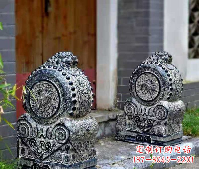 达州精美仿古抱鼓石门墩雕塑