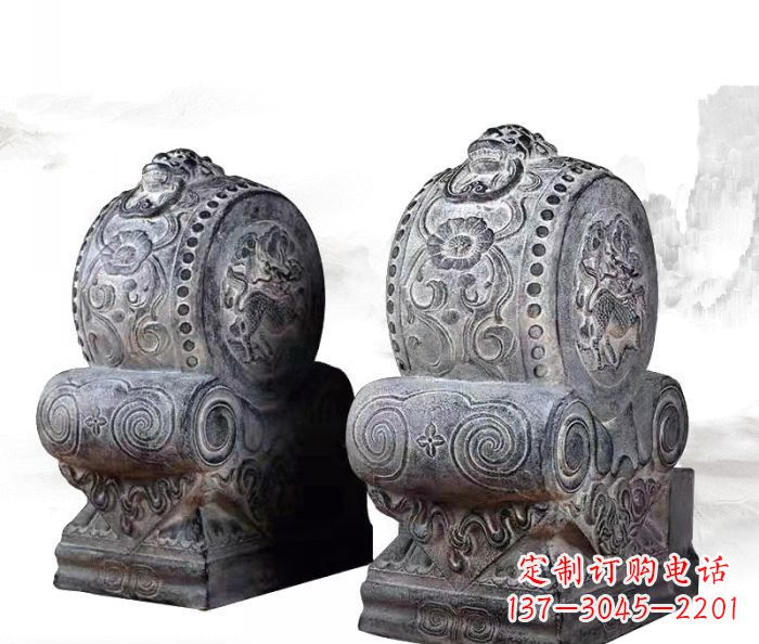 达州仿古抱鼓石门墩雕塑