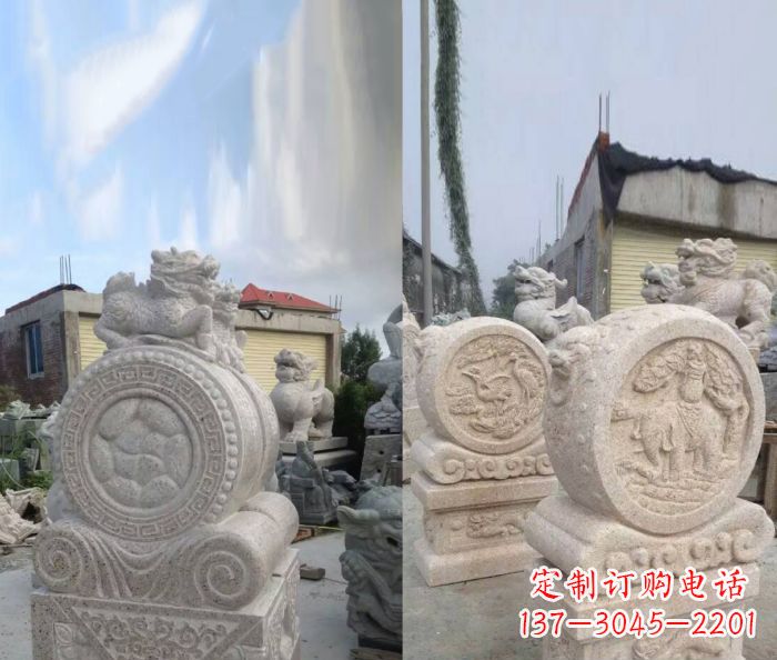 达州仿古抱鼓石门墩雕塑