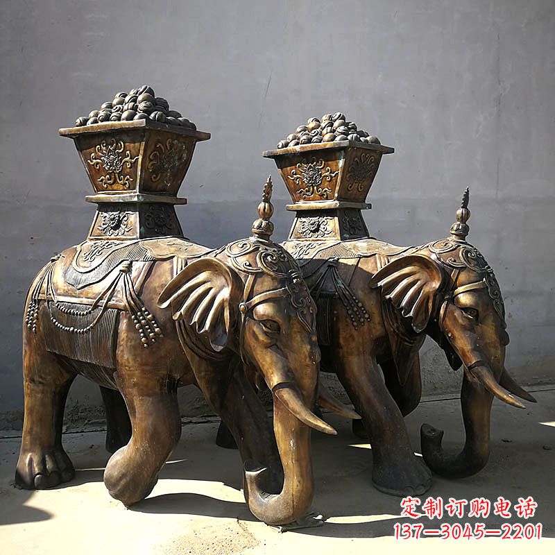 达州中领雕塑-传承传统,大象铜雕精美古典
