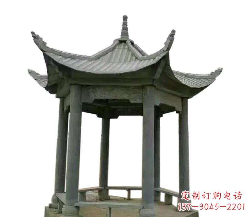 达州仿古六角凉亭石雕 (2)