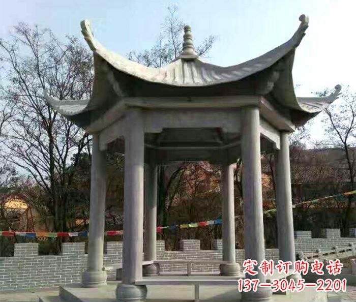 达州仿古六角凉亭石雕 (4)