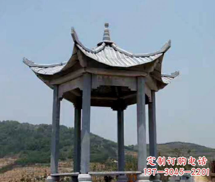 达州仿古六角凉亭石雕 (5)